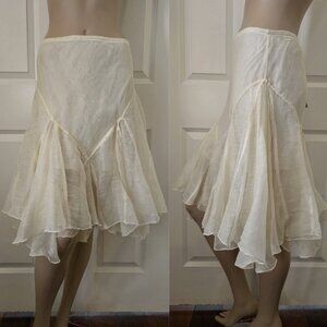 Max Studio Linen Blend Handmade Ruffle Skirt SZ XS